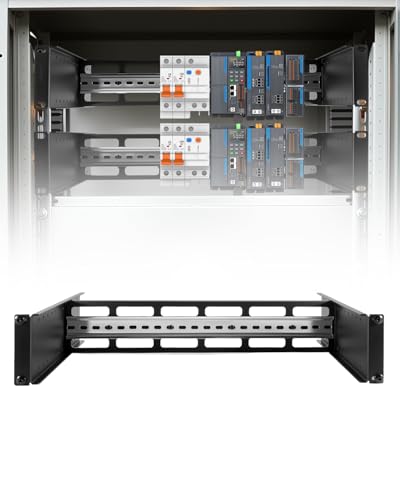 19 Inch Rack Mount DIN Rail Kit, 2U Adjustable Depth Mounting Bracket