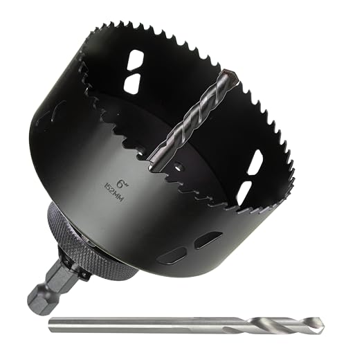 6” 152mm Inch Carbide Hole Saw Cutter Multi-Purpose Hole Saw Bit for Hardy Plank MDF Air Brick Nail Embedded Wood 2.36” Depth Up to 30X More Cuts - color: 6"(152mm)-A