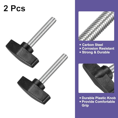 uxcell 2Pcs Clamping Screw Knob, M10 x 60mm Metric Carbon Steel t Shaped Thumb Screws Handle for Quick Remove Hand Tightening Knob Replacement - size: M10 x 60mm