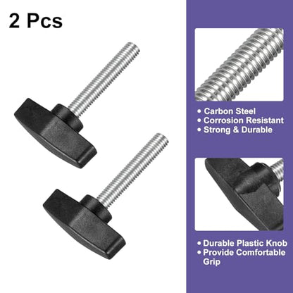 uxcell 2Pcs Clamping Screw Knob, M10 x 60mm Metric Carbon Steel t Shaped Thumb Screws Handle for Quick Remove Hand Tightening Knob Replacement - size: M10 x 60mm
