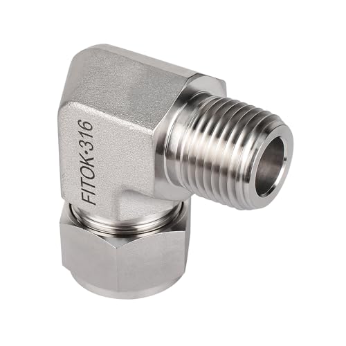 316 Stainless Steel Compression Tube Fitting Male Elbow 1" Tube OD x 3/4" Male NPT 4700 psi, SS-LM-FL16-NS12 - size: 1" OD x 3/4" MNPT