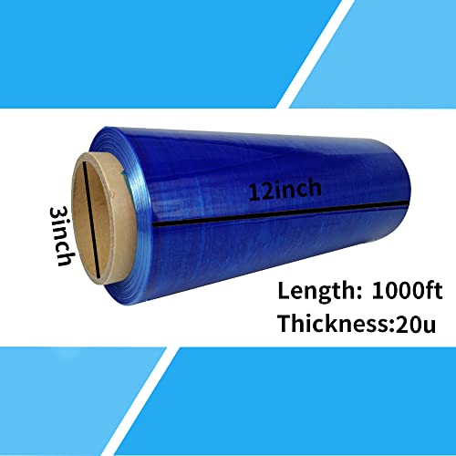 Blue Plastic Wrap Moving Wrap Roll 12”×1000ft 80 Gauge Stretch Wrap - color: Blue