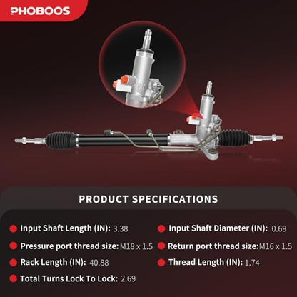 PHOBOOS Hydraulic Power Steering Rack and Pinion Fit for Honda Civic - size: 26-2718/ES800373