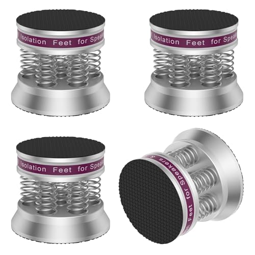 Speaker Isolation Base Pads, Spring Floor Protector, Anti Vibration Non-Slip Speaker Stand Feet Pad Shock Absorber for HiFi Amplifier DAC Recorder 4PCS (Silver) - color: Silver