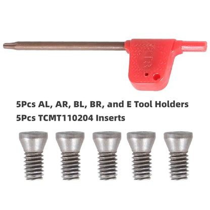 Kimllier 5Pcs 3/8" Indexable Carbide Lathe Turning Tool Holder