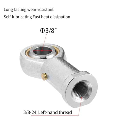 2Pcs PHSB6 Rod End Bearing 3/8 Inch Bore Pre-Lubricated 3/8-24 Female Thread Left Hand Heim Joint with Jam Nuts - size: 3/8, style: Left Hand