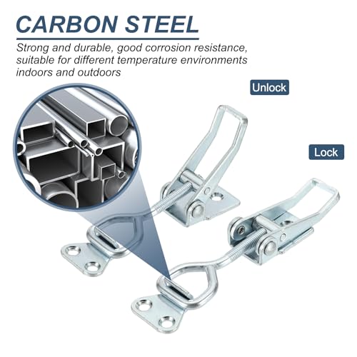 HARFINGTON 2pcs Adjustable Toggle Clamp M6 x 32mm 396lbs Holding Capacity 4002 Style Quick Release Pull Latches Clamps Hasp for Smoker Lid Jig Tool Box Case, Silver - color: Silver, size: M6 x 32mm + 396lbs