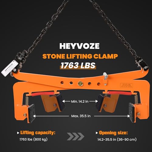1763 lb Stone Lifting Clamp, 14.2–35.5 in Adjustable Opening - size: 1763 lb & 14.2-35.5 in