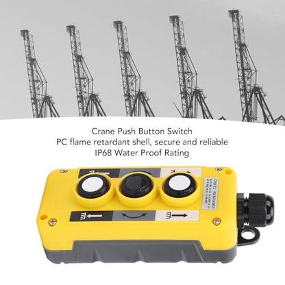 Hoist Crane Push Button Switch with 3 Buttons, IP68 Crane Pendant Control Station, Industrial Equipment Control Switch for Automation System