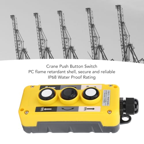 Hoist Crane Push Button Switch with 3 Buttons, IP68 Crane Pendant Control Station, Industrial Equipment Control Switch for Automation System