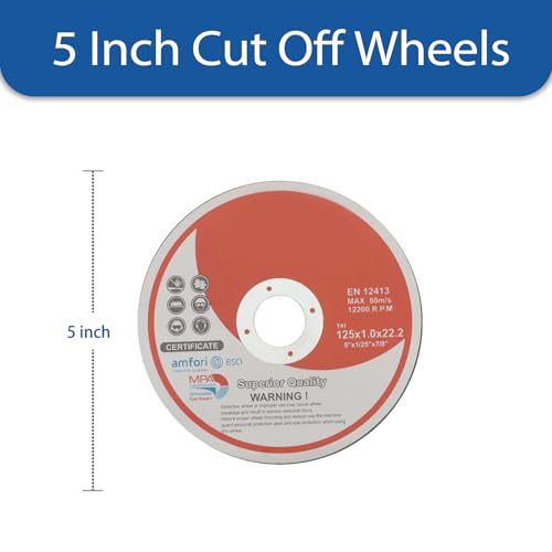 WFLNHB 25 Pack 5 Inch x 0.040 Inch x 7/8 Inch Metal and Stainless Steel Cut Off Wheels Fit for Angle Grinders - style: 5"x0.040"x7/8"