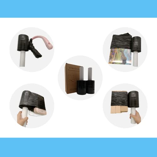 Black Stretch Wrap Roll 5"×1000' Plastic Wrap Roll for Moving Shipping - size: 5''black(2 roll )
