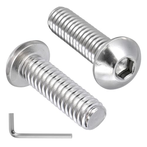 VGBUY 28Pcs 5/16-18 x 1" Button Head Socket Cap Bolts Screws, 304 Stainless Steel 18-8, Allen Hex Drive, Bright Finish, Fully Threaded, Hex Spanner Included - color: Silver, size: 5/16-18 x 1"