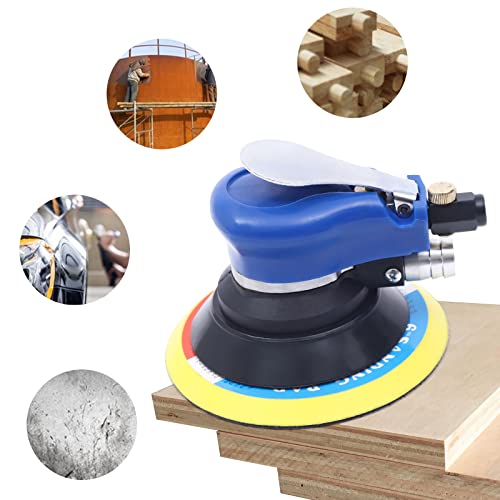 6" Random Orbit Air Sanders, 10,000 RPM Orbital Sander for Auto Body, Heavy Duty Dual Action Pneumatic Palm Sander Adjustable Speed Hand Sanding Pneumatic Polisher for Wood Metal Autobody Work