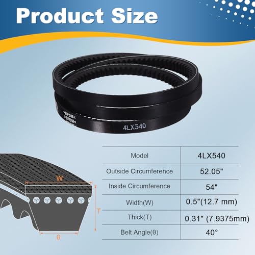 uxcell 4L540 Rubber V-Belt 54" Outer Circ x 0.5" Width x 0.31" Thick - size: 4LX540