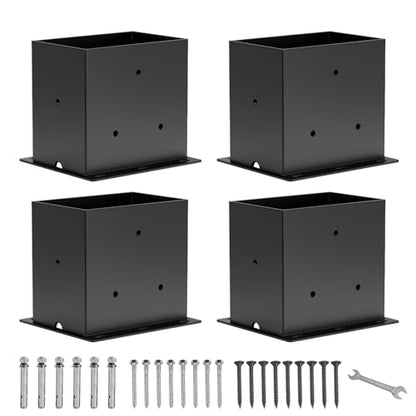 4 Pcs 4"×4" Post Base,Deck|Inner Size (3.6" x5.6“ - size: 4“x 6", style: 4 Set