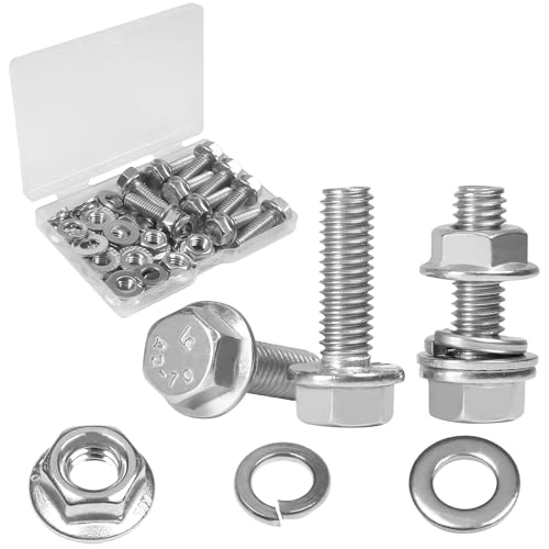 10 Sets 5/16-18 x 1" Flanged Hex Head Bolts Kits - size: 5/16-18 x 1"