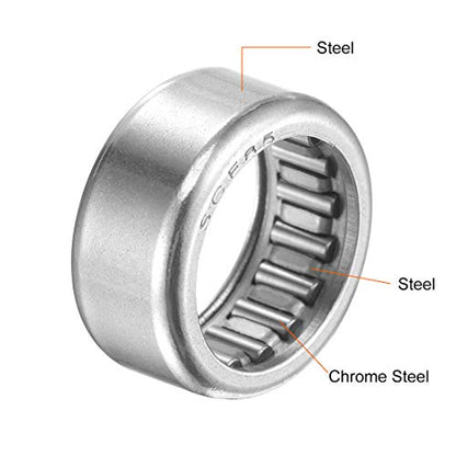 uxcell SCE85 Needle Roller Bearings 1/2-inch Bore 11/16-inch OD 5/16-inch Width Chrome Steel Open End 5pcs - size: 1/2x11/16x5/16"
