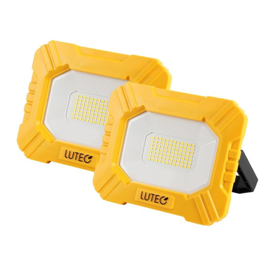 LUTEC 2 Pack 3500LM LED Work Light, Rechargeable Magnetic Work Lights with Stand, Portable 5000K Flood Light for Car Repair, Fishing, Camping, Emergency, Hiking, 3 Modes - color: Yellow, size: 2 Pack