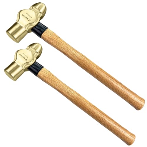 WEDO 2PCS Ball Pein Hammer,1/2lb+3/4lb Non-Sparking Ball Peen Hammer with Wooden Handle, Aluminum Bronze,Slight Magnetic,Die-forged,Corrosion Resistant,BAM & FM Certificate,DIN Standard - color: Aluminum Bronze, size: 2pcs-setA
