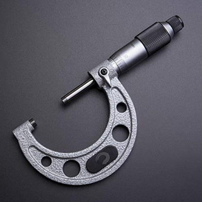 Clockwise Tools MMTR-02 Premium Outside Micrometer with Carbide Tip 1-2" Measuring Range 0.0001" Graduation Precision Machinist Tool - size: 1-2"