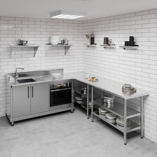 AmGood Narrow 6 in. Deep x 16 in. Wide Stainless Steel Wall Mount Shelf with Backsplash - Bathroom, Restroom & Spice Storage | NSF 18-Gauge 430 | Bullnose Edge, Brackets Included - size: 16 in. x 6 in.