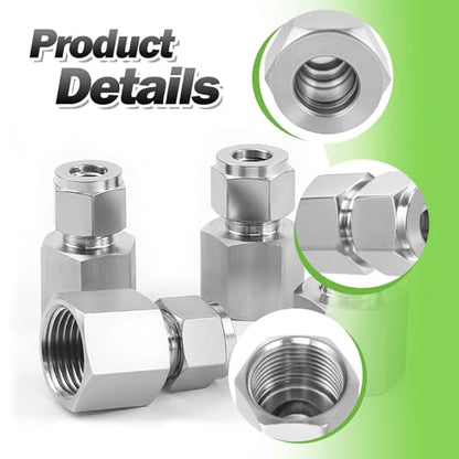 Stainless Steel Compression Adapter 1/2" OD x 1/2" NPT Female 2pc - size: 1/2" OD x 1/2"Fnpt