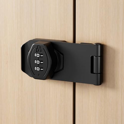 ETEKJOY Cabinet Lock Keyless 3-Digit Password Combination Code Hasp Latch Lock Twist Knob Wooden Drawer Cupboard (Black, 3 inch) - color: Black, size: 3 Inch