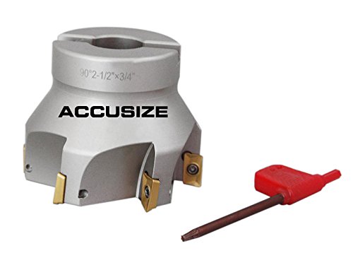 Accusize Industrial Tools 2-1/2'' by 3/4'' 90 Deg Square Shoulder Indexable Face Mill with Apkt1604 Insert, 4508-0016 - size: 2-1/2 in, style: no holder