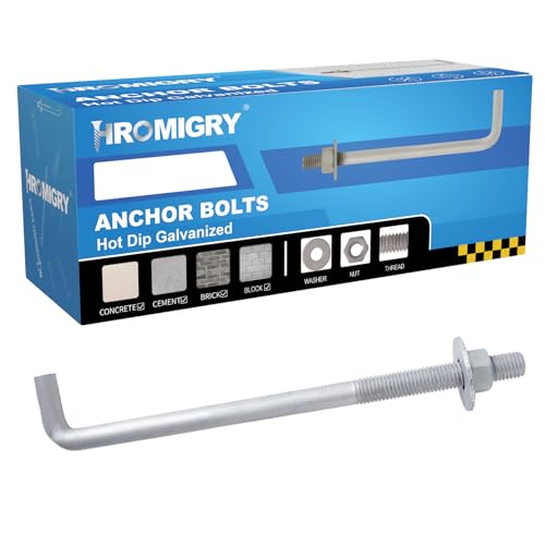 1/2" x 16" Concrete Anchor Bolts (10 Pack) L Shaped, Hot-Dip Galvanized - size: 1/2"x16" (10 PCS)
