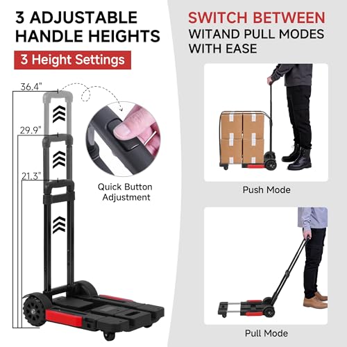 Folding Hand Truck Dolly, 220 lb Portable Utility Cart