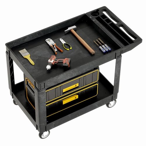 DWVO 45 x 25 in Heavy Duty Rolling Utility Cart on Wheels, Black - color: Black, size: 45"x25"
