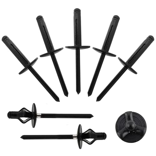 ALLCLEAN 3/16" x 3/4"Tri-Fold Large Head Rivets Assortment - 100Pcs,Black Tri-fold Exploding Pop Rivets Solid Aluminum Tri Grip Rivets Bulb Style Rivets for Kayak Marine Boat - color: Black Large Head, size: 3/16"x3/4"