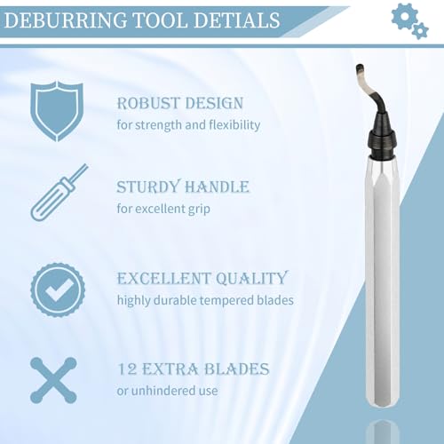 Deburring Tool with 12 HSS Blades for Metal Resin PVC 3D Print - color: Silver