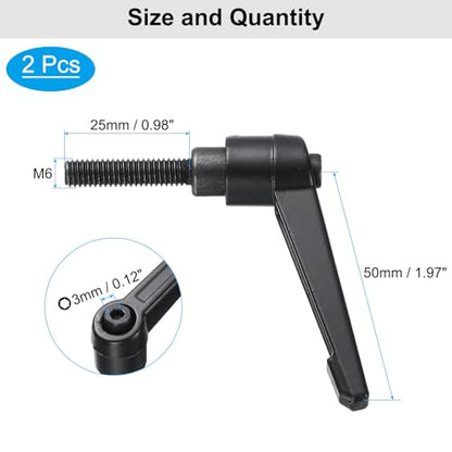uxcell 4pcs Clamping Lever Adjustable Handle Set Metric M6 x 25mm Male & M6 Female Thread Level Handles Hand Stud Knobs Quick Release Black for Lathe Machinery - size: M6 x 25mm