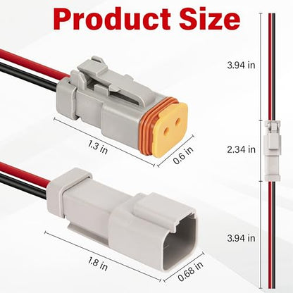 Deutsch DT 2 Pin Grey Male Female Wiring Harness Connector 6 Kits, 16 AWG - color: 6 Sets-Grey, size: 2Pin