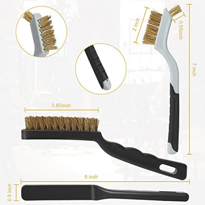 VASTOOLS Wire Brushes Cleaning Set 6Pc, 9" and 7", Wire Brushes for Cleaning Welding Slag, Rust and Dust. Includes Brass, Nylon, Stainless Steel Brushes with Strong Handle - size: 7" 9"
