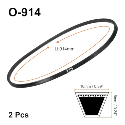 uxcell 2Pcs O-914 O Type V-Belt 914mm/36 Inner Length x 0.39" Width x 0.24" Height, O-Type Closed-Loop Rubber Transmission Belt - size: O-914