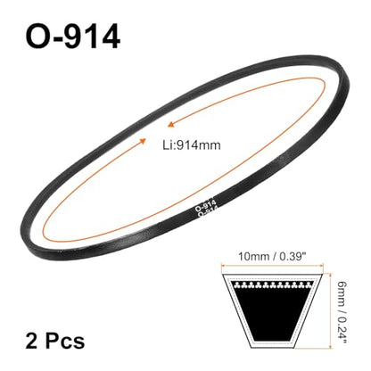 uxcell 2Pcs O-914 O Type V-Belt 914mm/36 Inner Length x 0.39" Width x 0.24" Height, O-Type Closed-Loop Rubber Transmission Belt - size: O-914