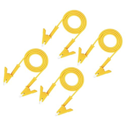 MECCANIXITY 4pcs 3.3ft Alligator Clip Test Leads, 15A Dual Alligator Clips with Wires for Multimeter Jumper Wire Industry Car Battery, Yellow