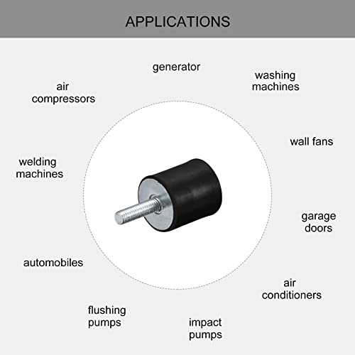 uxcell Rubber Mounts 6pcs M5 Male/Female Vibration Isolator Shock Absorber, for Garage Motor Air Compressor Car Boat Bobbins, D20mmxH20mm - size: M5x20mmx20mm