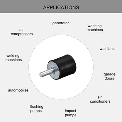 uxcell Rubber Mounts 6pcs M5 Male/Female Vibration Isolator Shock Absorber, for Garage Motor Air Compressor Car Boat Bobbins, D20mmxH20mm - size: M5x20mmx20mm