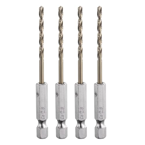 HARFINGTON 4pcs M35 High Speed Steel Cobalt Twist Drill Bit 2.8mm/0.04" Dia with Quick Change 1/4" Hex Shank Jobber Drill Bit for Metal, Steel, Copper, Aluminum, Zinc Alloy - size: 2.8mm