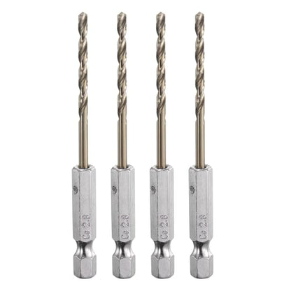 HARFINGTON 4pcs M35 High Speed Steel Cobalt Twist Drill Bit 2.8mm/0.04" Dia with Quick Change 1/4" Hex Shank Jobber Drill Bit for Metal, Steel, Copper, Aluminum, Zinc Alloy - size: 2.8mm