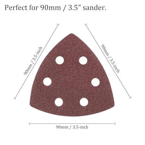 50pcs Mouse Sander Detail Sandpaper 100Grit 3-1/2" Triangle - size: 100 grit