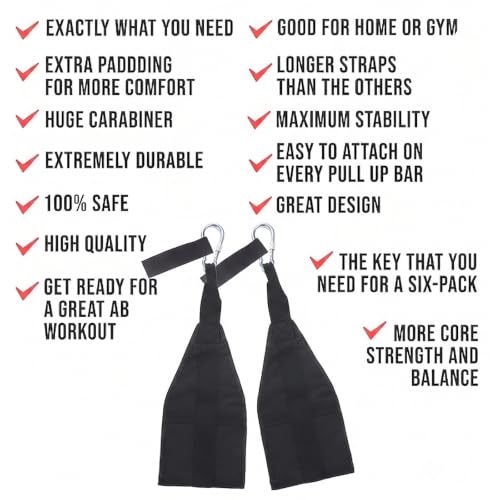 Hanging Ab Straps for Pull Up Bar,Gym Ab Sling Straps for Arm Pull up Workout Support for Training Knee and Leg Raises - color: Black