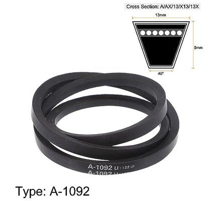 HARFINGTON A-1092 V-Belts Drive Belt 1092mm Inner 13mm Width 8mm Thickness Girth Rubber for Power Transmission - size: 1092mm
