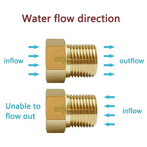 Joywayus Brass Check Valve 1/2" Female to 1/2" Male Thread One Way Non Return Backflow Preventer Check Valves (Pack of 2) - size: Female to Male