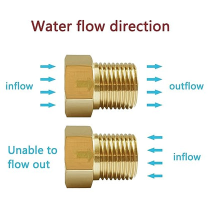 Joywayus Brass Check Valve 1/2" Female to 1/2" Male Thread One Way Non Return Backflow Preventer Check Valves (Pack of 2) - size: Female to Male