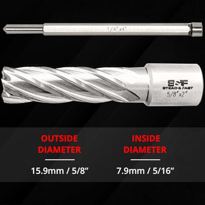 S&F STEAD & FAST Annular Cutter Set 4 Pcs, 5/8" x 2" DOC, Mag Drill Bits - style: 4P-5_8x2